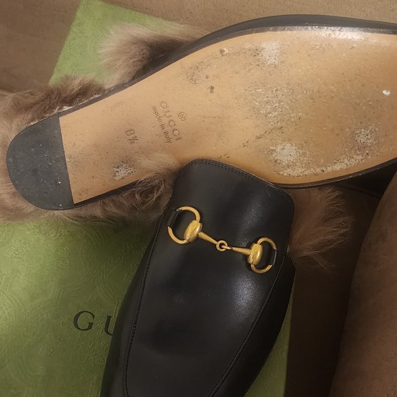 Gucci mens Princetown slippers w/t fur size 8.5 - Picture 2 of 9